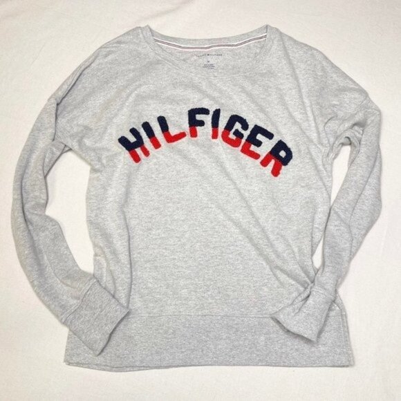 Tommy Hilfiger Logo Crewneck Sweatshirt Pullover Gray Size Medium - Picture 3 of 13